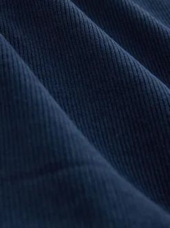 Navy Blue Soft Rib Texture Quarter Zip Neck Fleece
