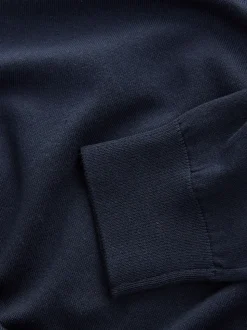 Navy Blue Stag Logo Regular Fit Cotton Rich Crew Neck Jumper