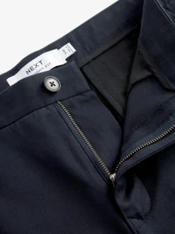 Navy Blue Straight Fit 100% Cotton Chino Trousers