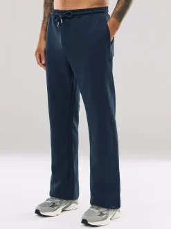 Navy Blue Straight Fit Brushback Heavyweight Joggers