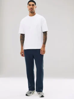 Navy Blue Straight Fit Brushback Heavyweight Joggers