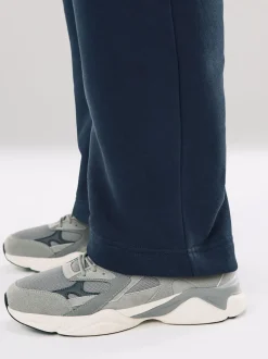Navy Blue Straight Fit Brushback Heavyweight Joggers