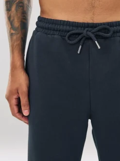 Navy Blue Straight Fit Brushback Heavyweight Joggers
