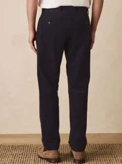 Navy Blue Straight Fit Smart Cotton Rich Cord Trousers