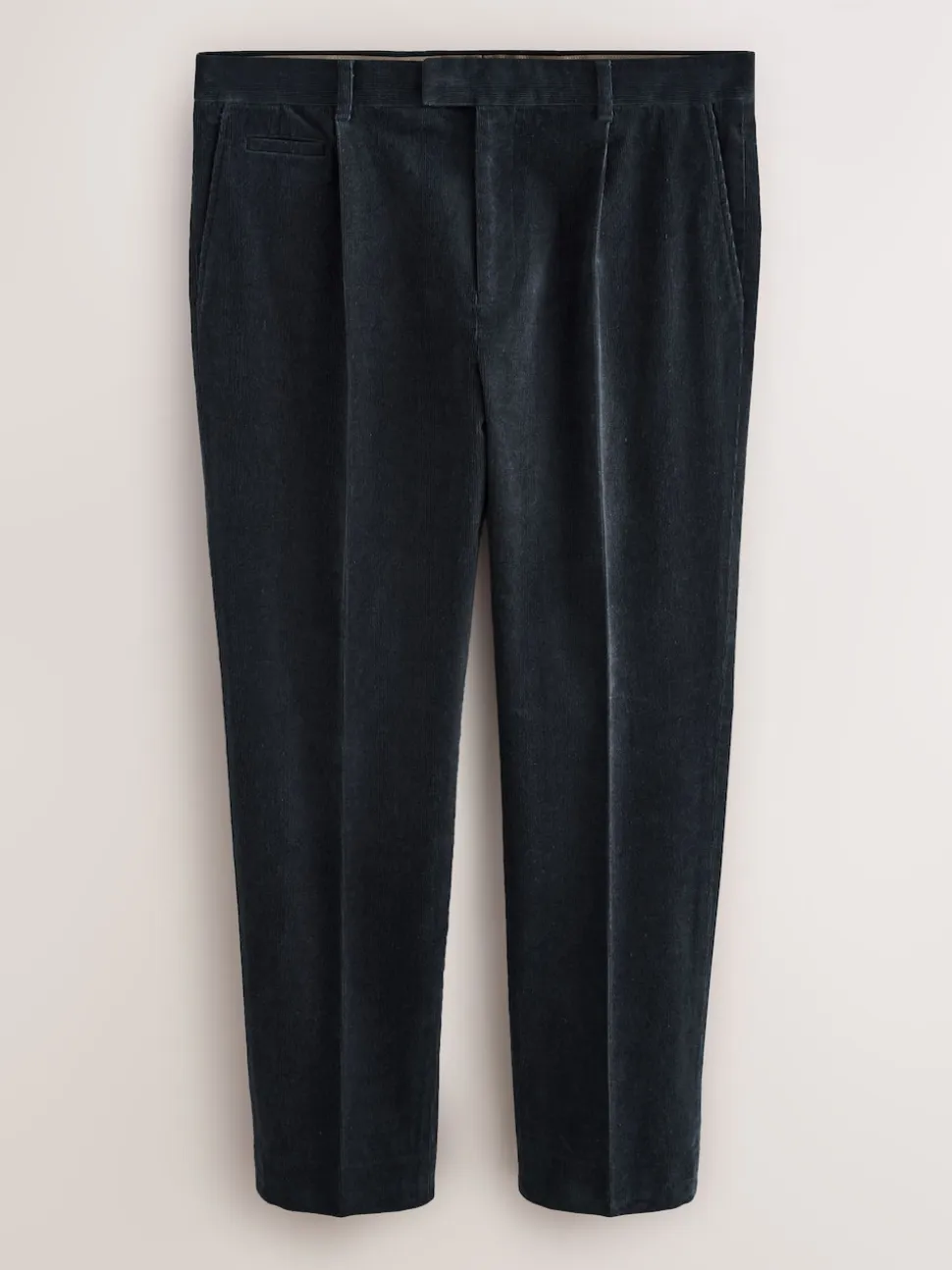 Navy Blue Straight Fit Smart Cotton Rich Cord Trousers