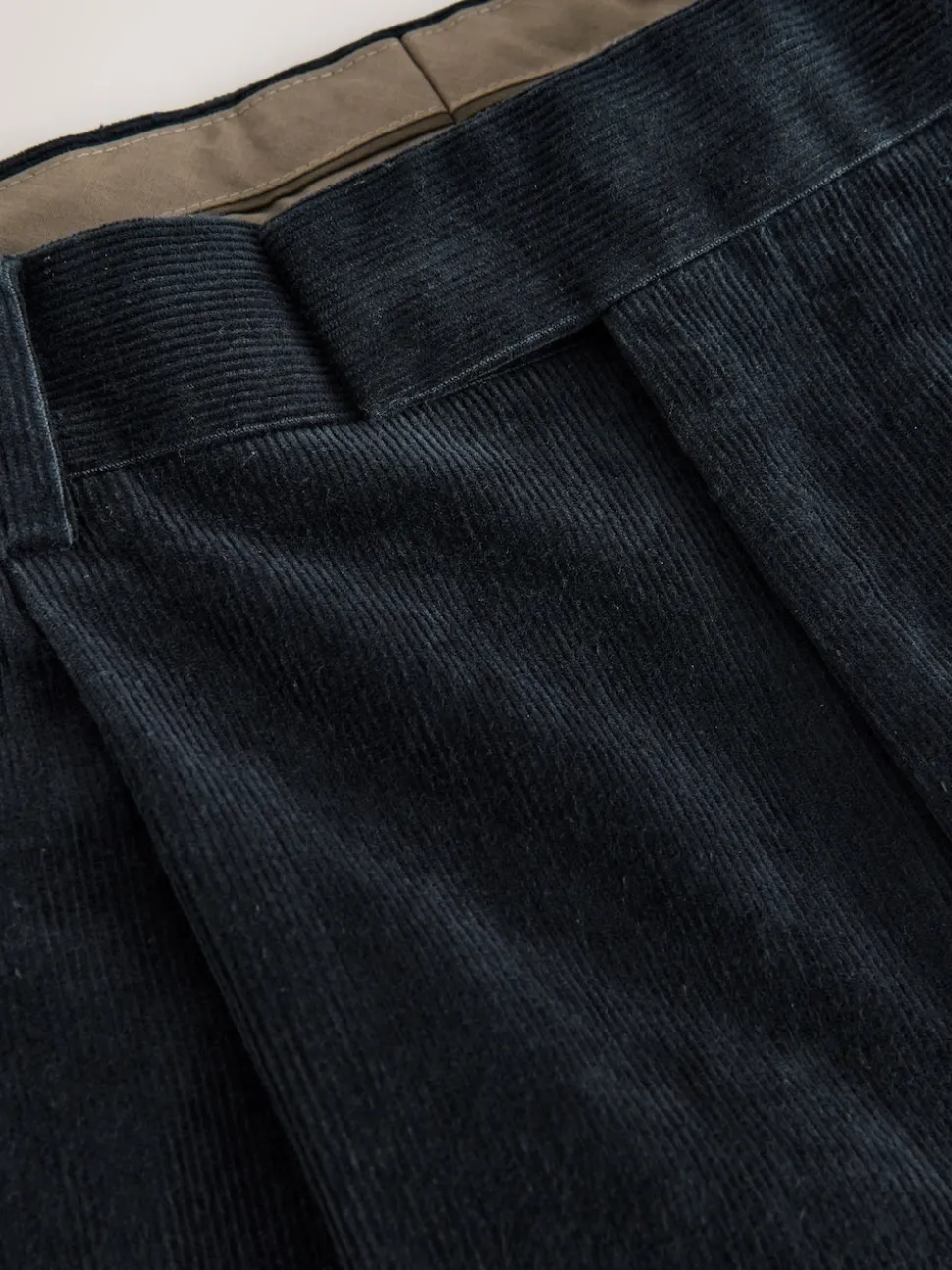Navy Blue Straight Fit Smart Cotton Rich Cord Trousers
