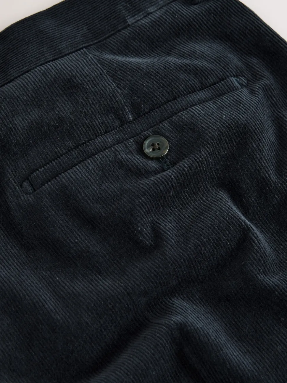 Navy Blue Straight Fit Smart Cotton Rich Cord Trousers