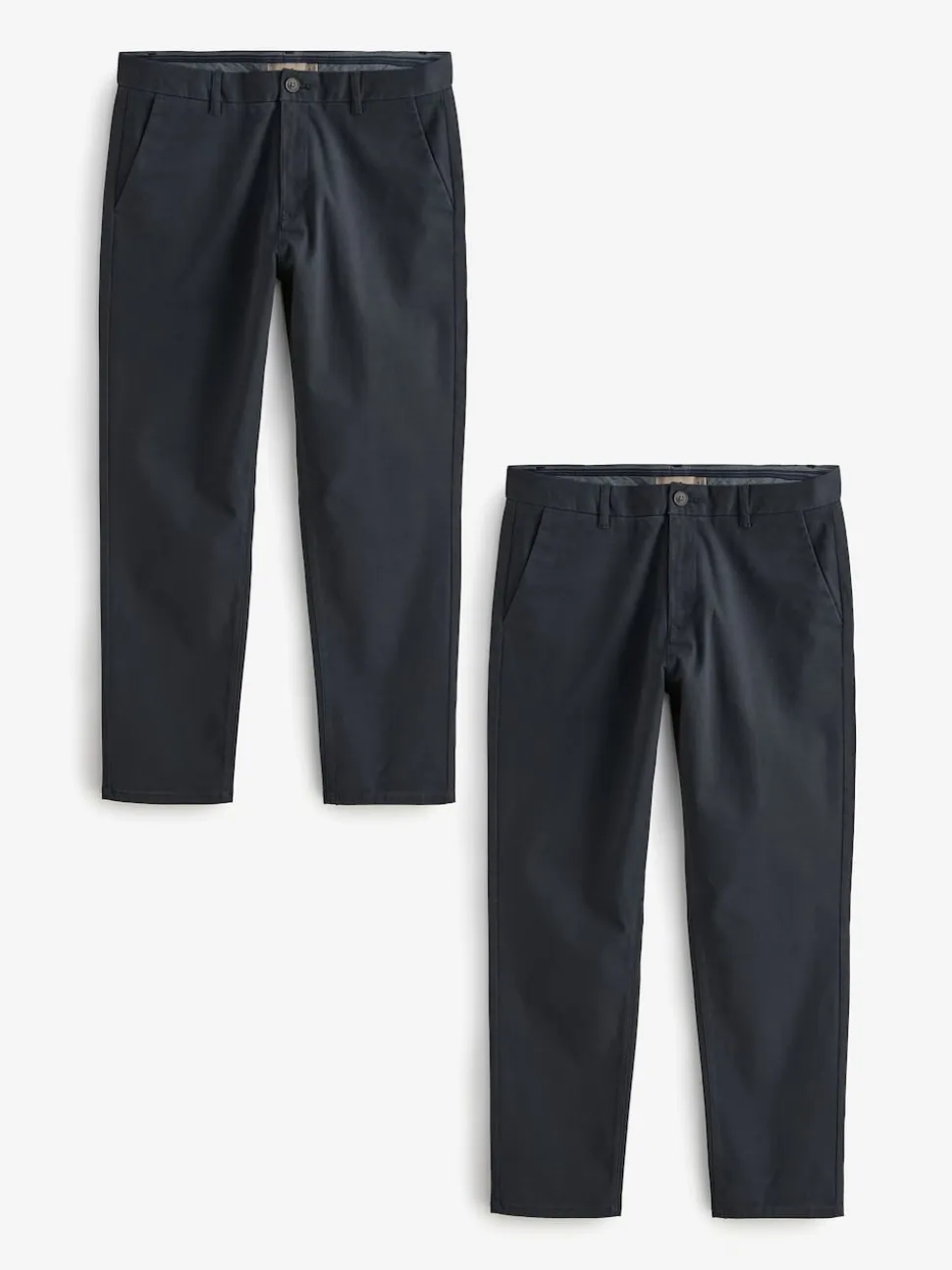 Navy Blue Straight Fit Stretch Chino Trousers 2 Pack