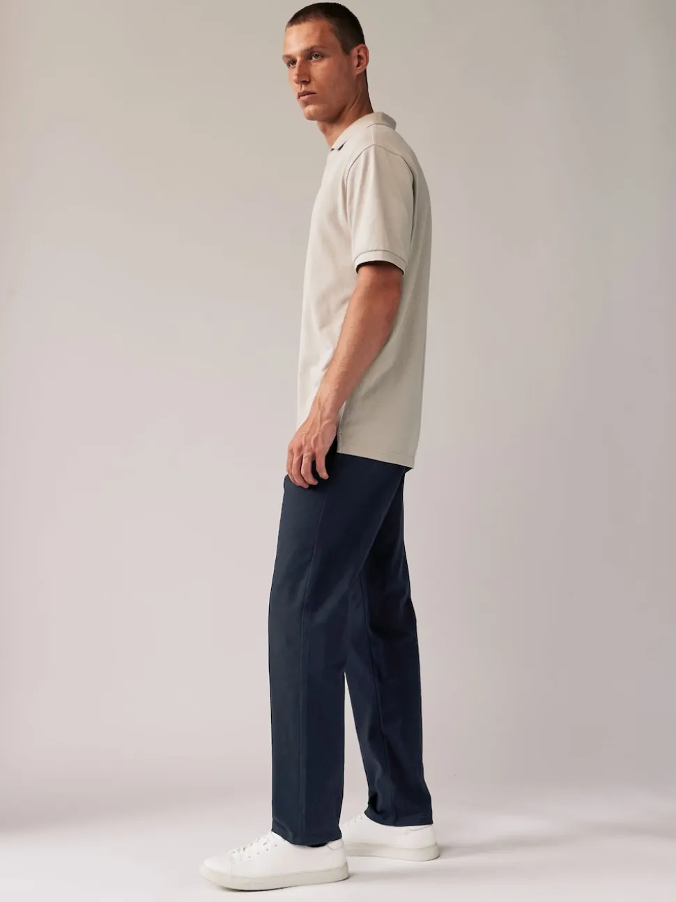 Navy Blue Straight Fit Stretch Chino Trousers 2 Pack