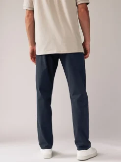 Navy Blue Straight Fit Stretch Chino Trousers 2 Pack