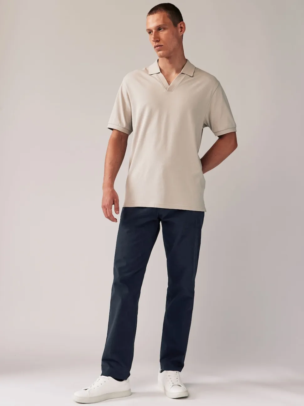 Navy Blue Straight Fit Stretch Chino Trousers 2 Pack