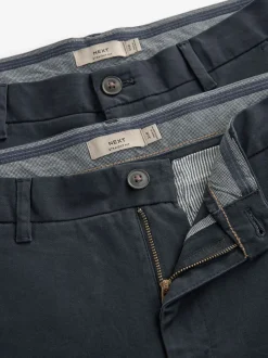 Navy Blue Straight Fit Stretch Chino Trousers 2 Pack