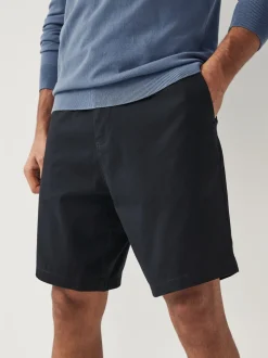 Navy Blue Straight Fit Stretch Chinos Shorts