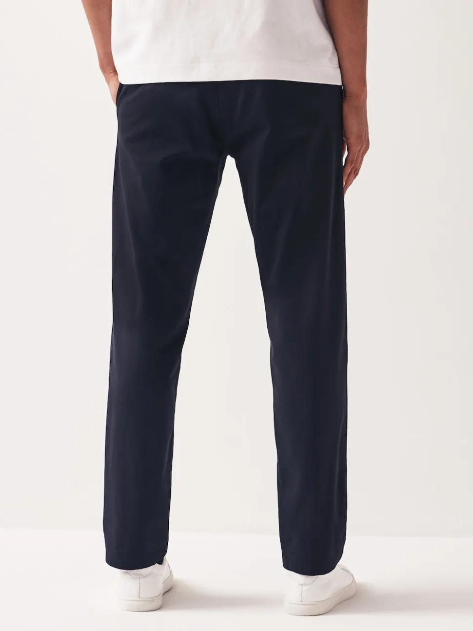 Navy Blue Straight Fit Stretch Chinos Trousers