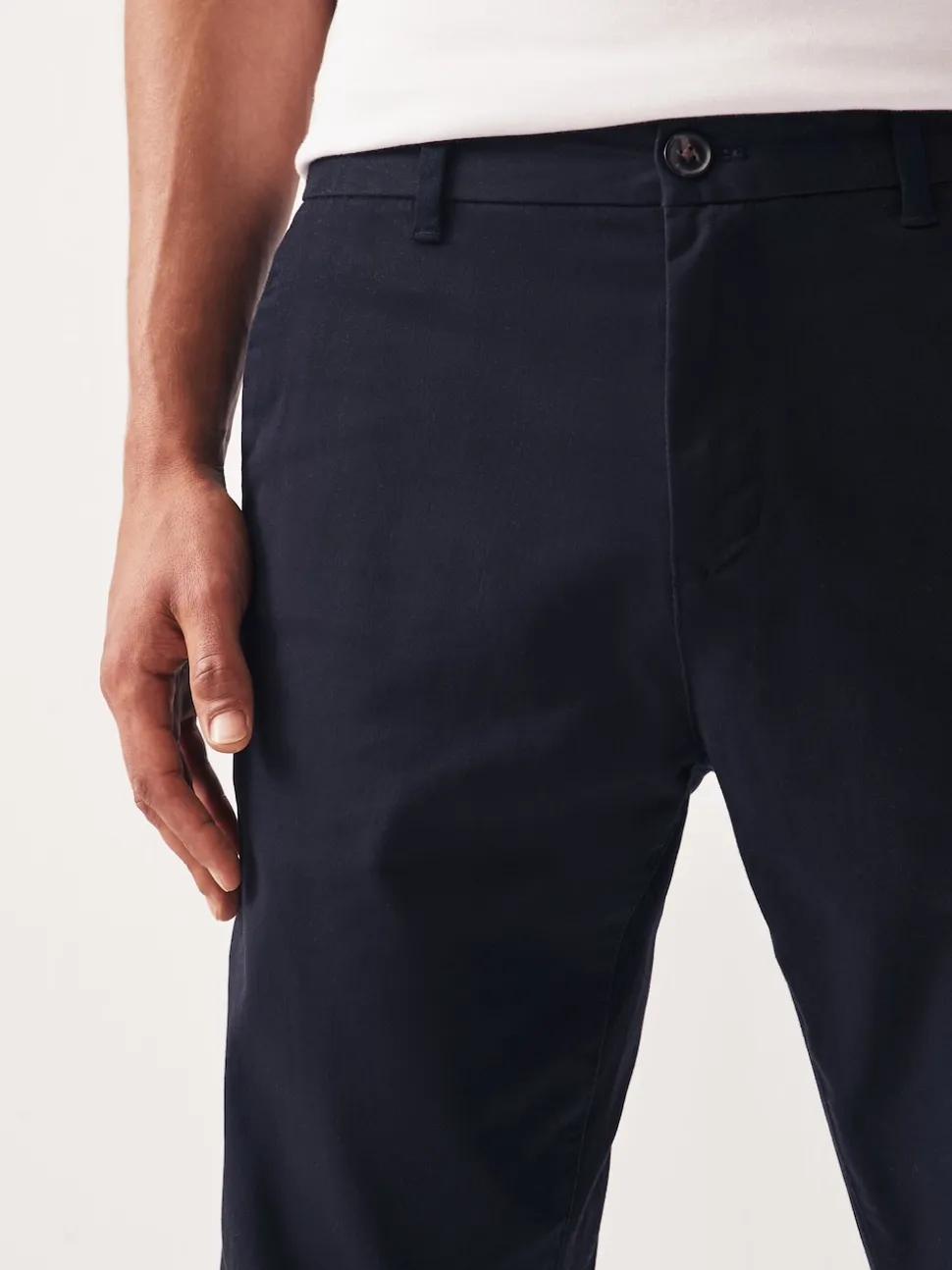 Navy Blue Straight Fit Stretch Chinos Trousers