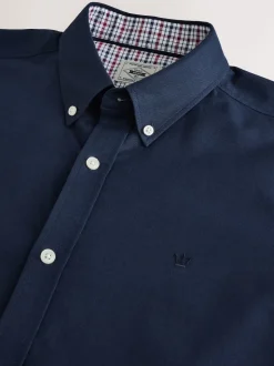 Navy Blue Stretch Oxford Short Sleeve Shirt