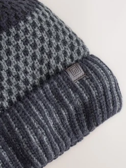 Navy Blue Stripe Bobble Hat