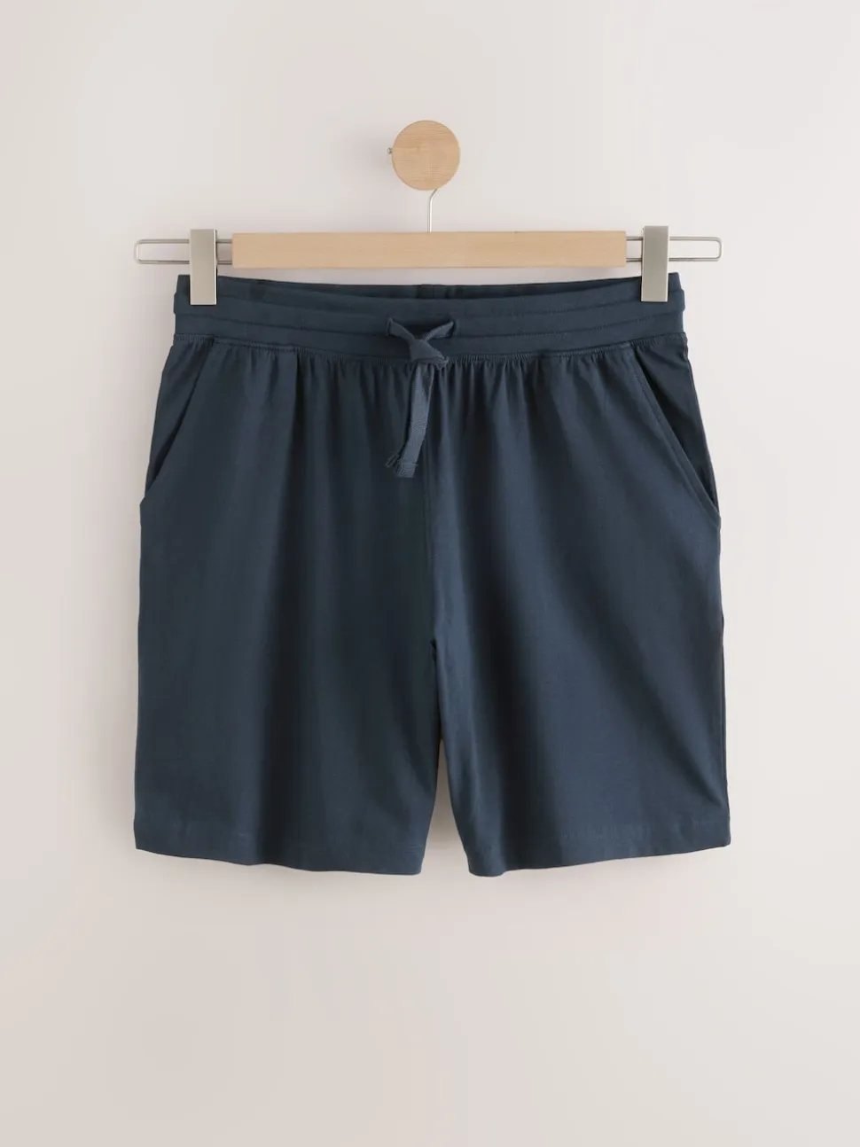 Navy Blue Stripe Jersey Short Pyjamas Set