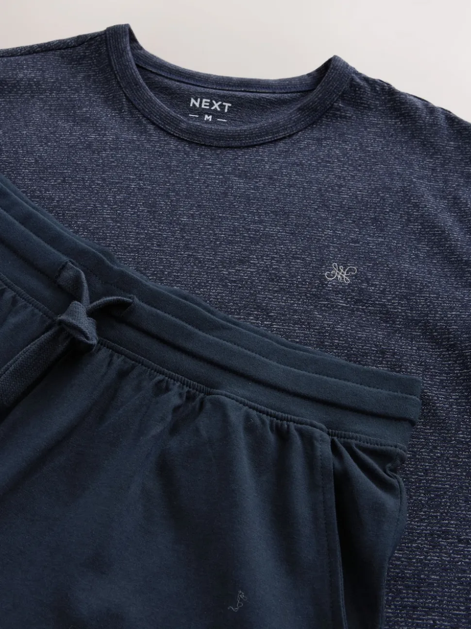 Navy Blue Stripe Jersey Short Pyjamas Set