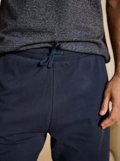 Navy Blue Stripe Jersey Short Pyjamas Set