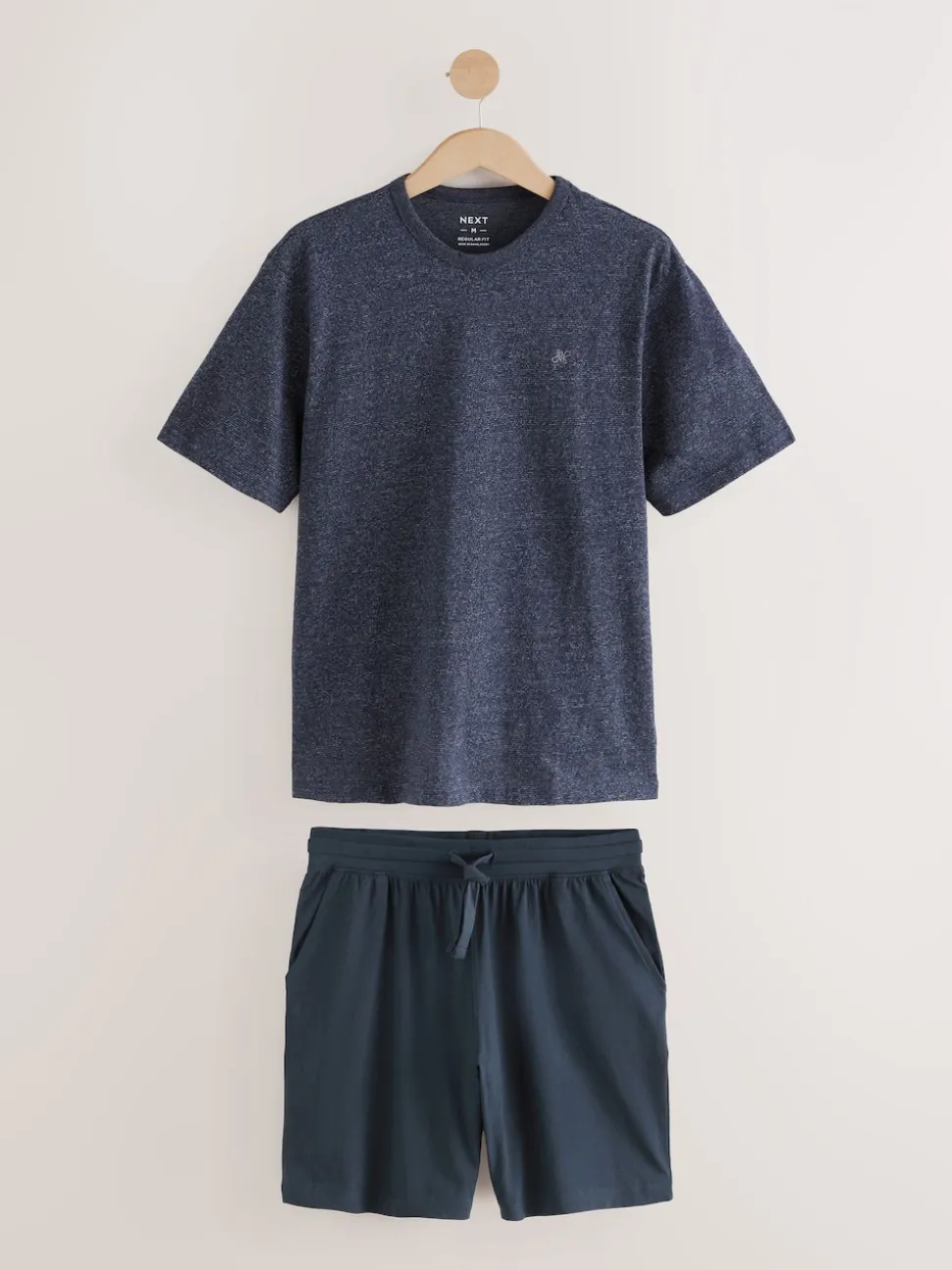 Navy Blue Stripe Jersey Short Pyjamas Set