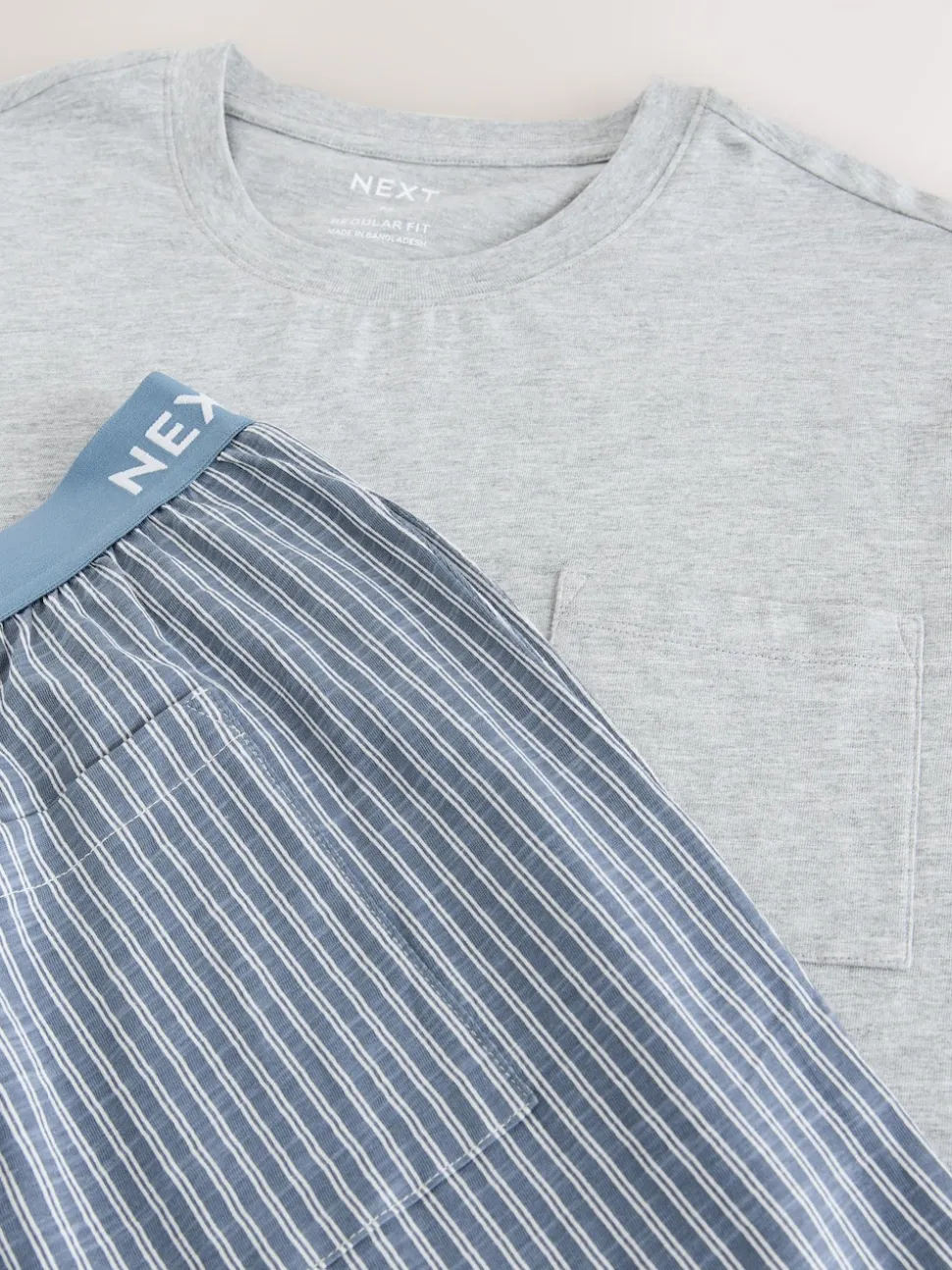 Navy Blue Stripe Short Sleeve Jersey Pyjamas Set