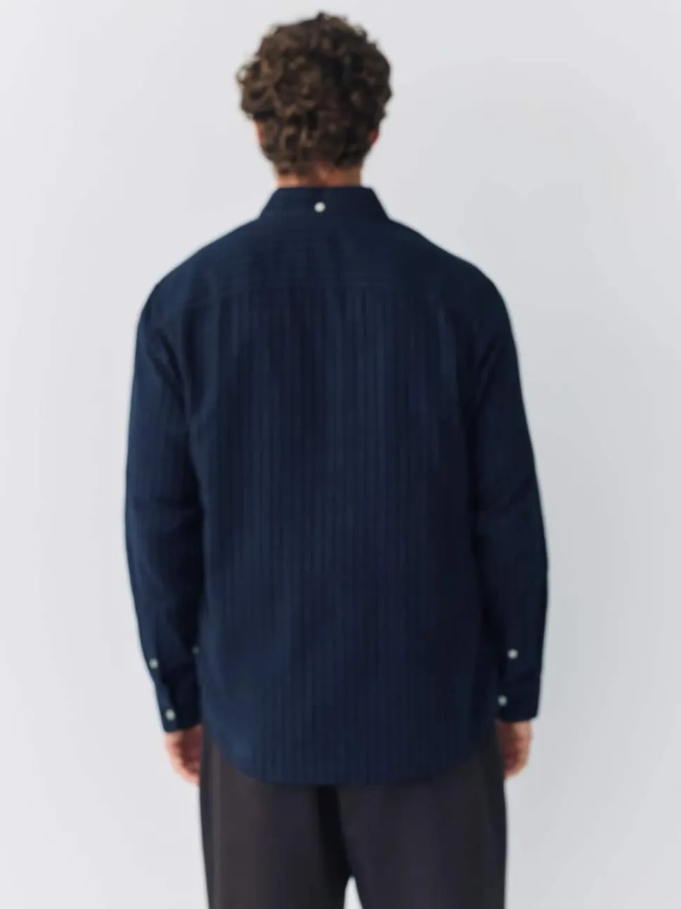 Navy Blue Stripe Soft Touch Oxford Long Sleeve Shirt