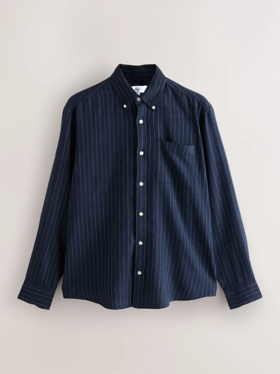Navy Blue Stripe Soft Touch Oxford Long Sleeve Shirt