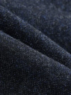Navy Blue Tailored Fit Signature Abraham Moon 100% British Wool Donegal Suit Jacket