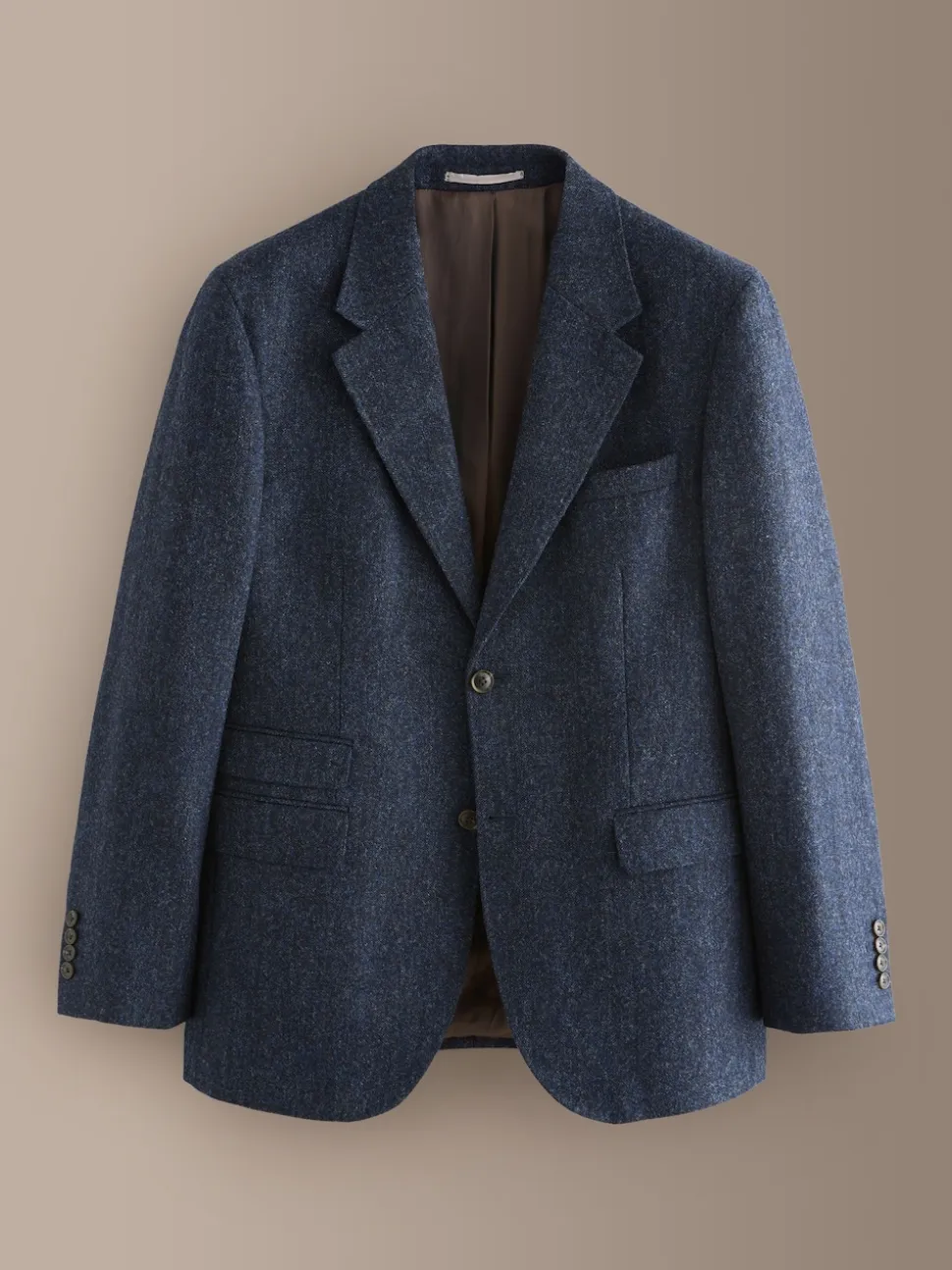 Navy Blue Tailored Fit Signature Abraham Moon 100% British Wool Donegal Suit Jacket
