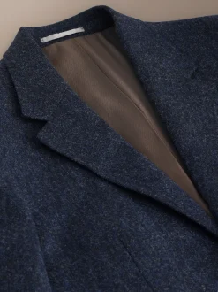Navy Blue Tailored Fit Signature Abraham Moon 100% British Wool Donegal Suit Jacket