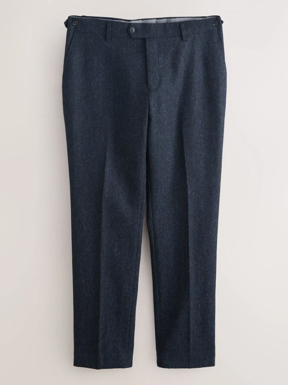 Navy Blue Tailored Fit Signature Abraham Moon 100% British Wool Donegal Suit Trousers