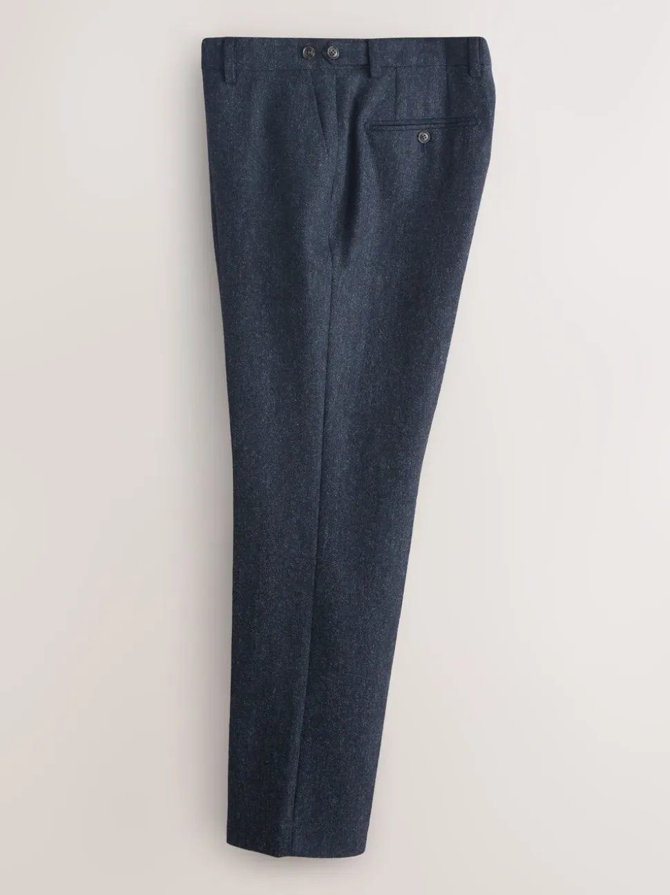 Navy Blue Tailored Fit Signature Abraham Moon 100% British Wool Donegal Suit Trousers