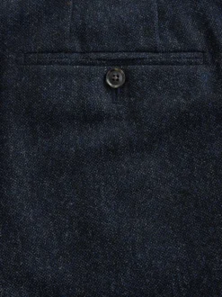 Navy Blue Tailored Fit Signature Abraham Moon 100% British Wool Donegal Suit Trousers