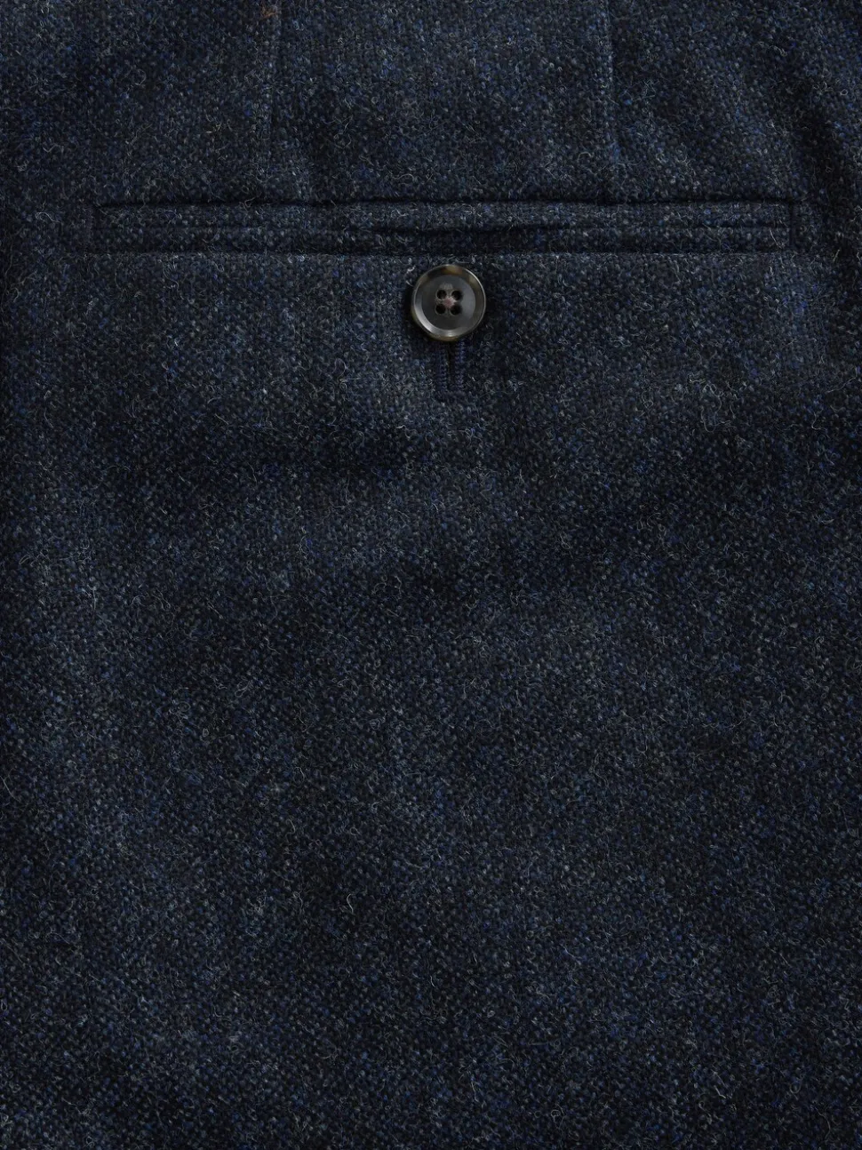 Navy Blue Tailored Fit Signature Abraham Moon 100% British Wool Donegal Suit Trousers