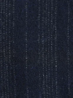 Navy Blue Tailored Fit Striped Wool Blend Suit Jacket