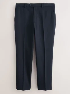 Navy Blue Tailored Fit Textured Suit Trousers
