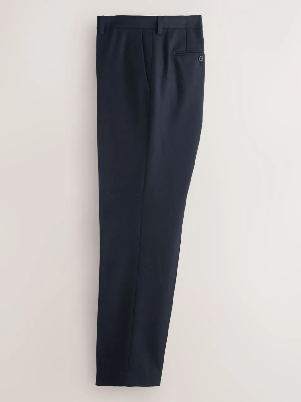 Navy Blue Tailored Fit Textured Suit Trousers