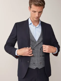 Navy Blue Tailored Fit Two Button Suit Jacket