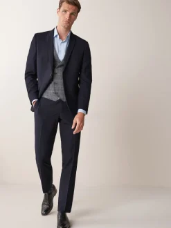 Navy Blue Tailored Fit Two Button Suit Jacket