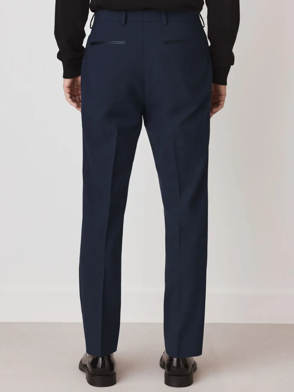 Navy Blue Tailored Fit Wool Blend Motionflex Suit Trousers