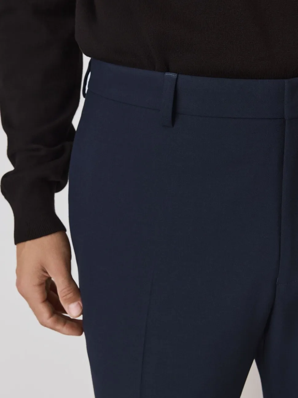 Navy Blue Tailored Fit Wool Blend Motionflex Suit Trousers