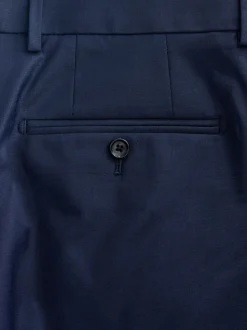 Navy Blue Tailored Fit Wool Blend Motionflex Suit Trousers