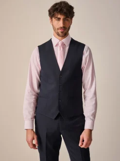 Navy Blue Textured Suit Waistcoat