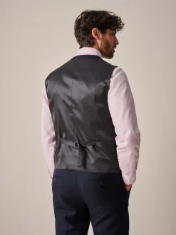 Navy Blue Textured Suit Waistcoat
