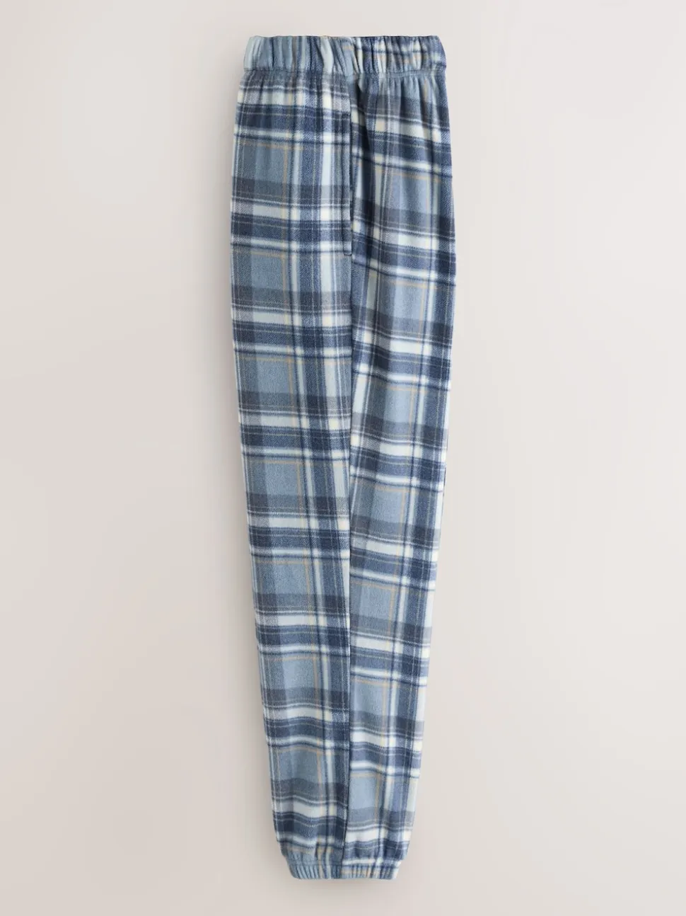 Navy Blue Thermal Fleece Cuffed Check Pyjama Bottoms