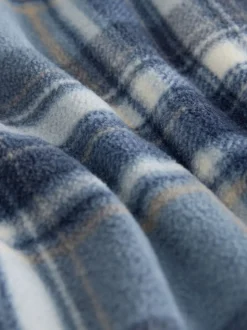 Navy Blue Thermal Fleece Cuffed Check Pyjama Bottoms