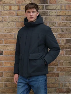 Navy Blue ThermoGen Parka Jacket with Borg Lining