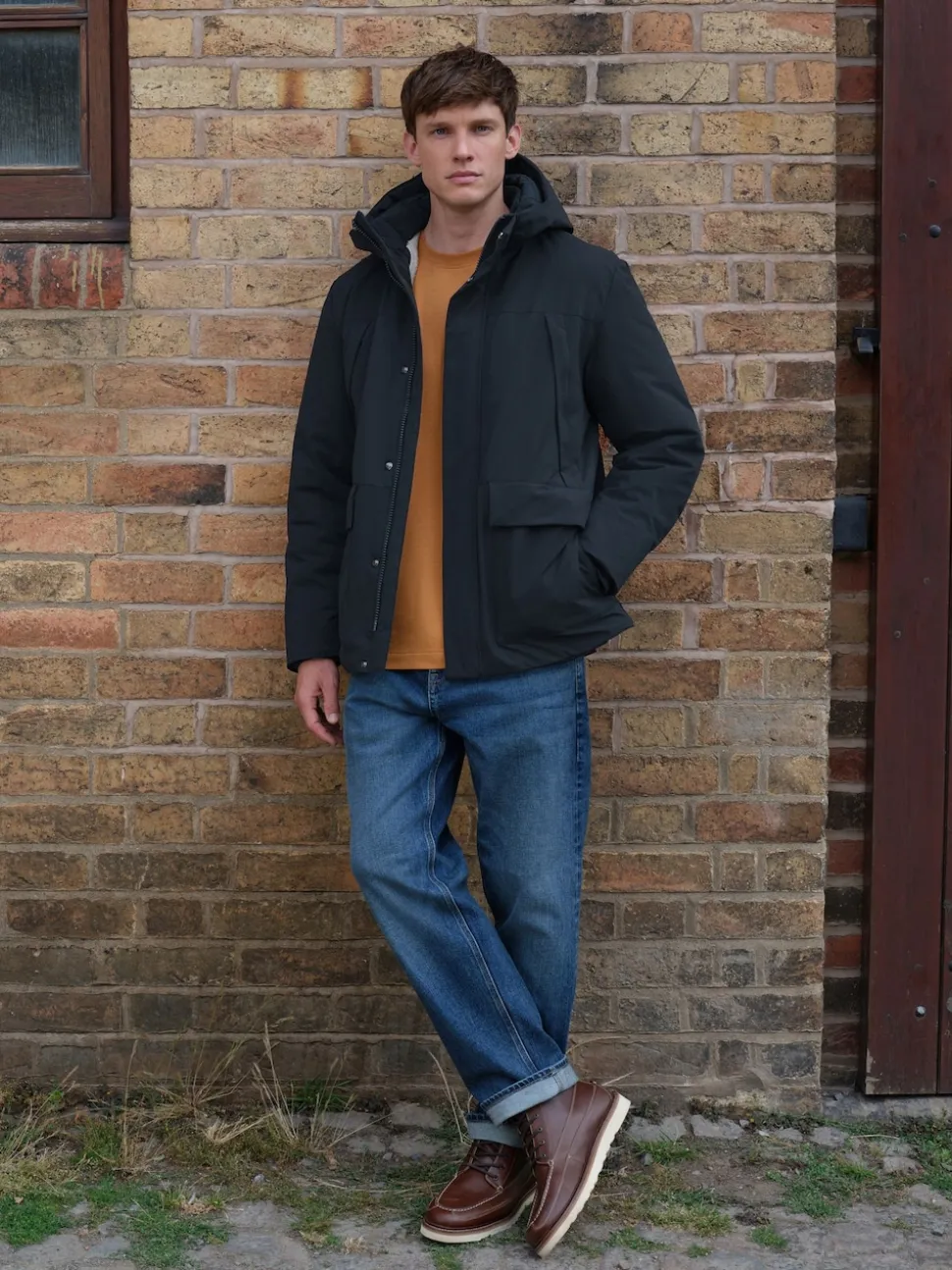 Navy Blue ThermoGen Parka Jacket with Borg Lining