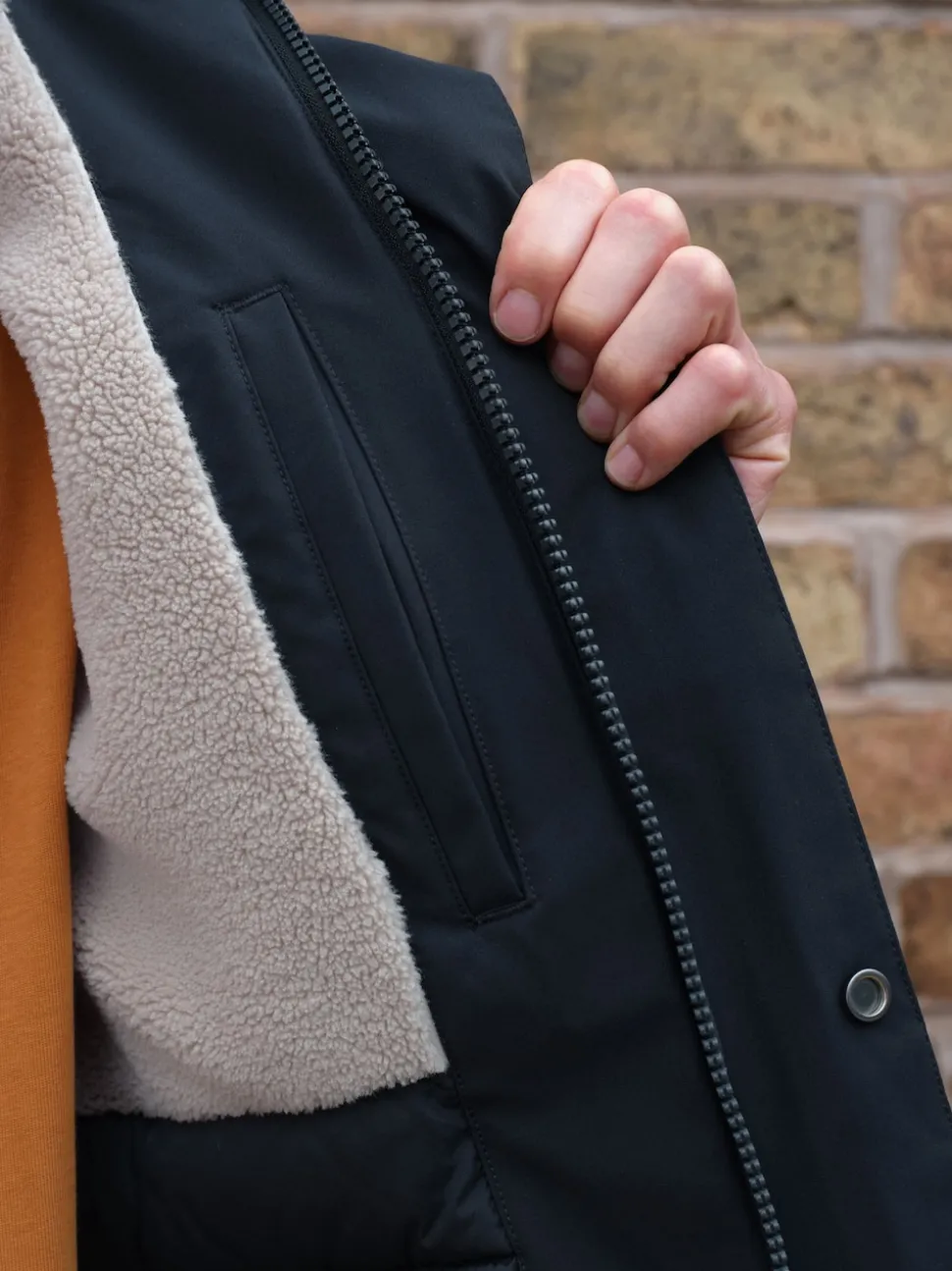 Navy Blue ThermoGen Parka Jacket with Borg Lining